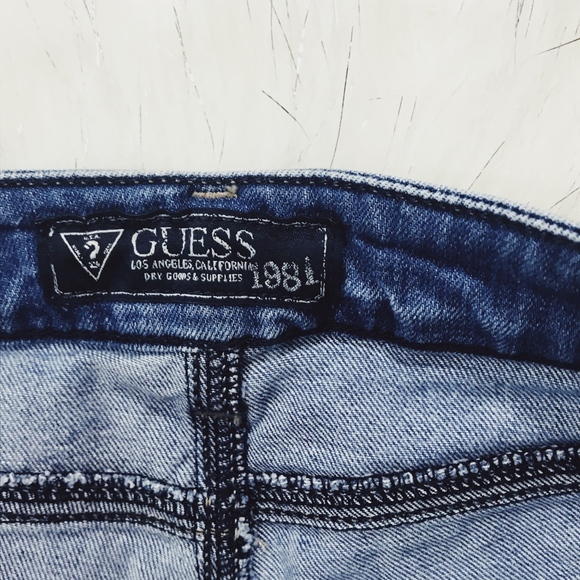 Guess Lace Sides Denim Distressed Shorts - Picture 6 of 8